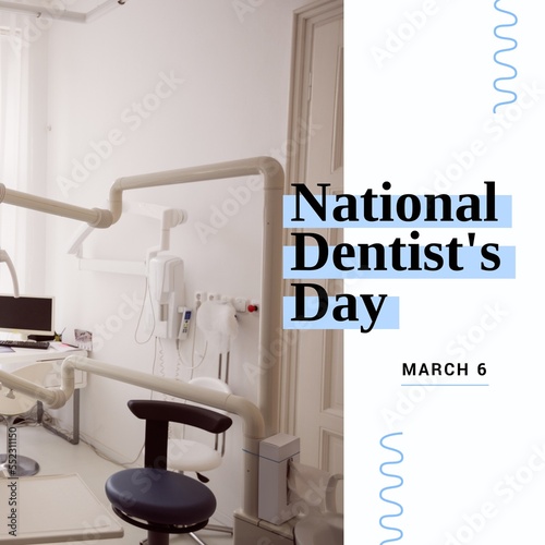 Composition of national dentist's day text and dentist's surgery