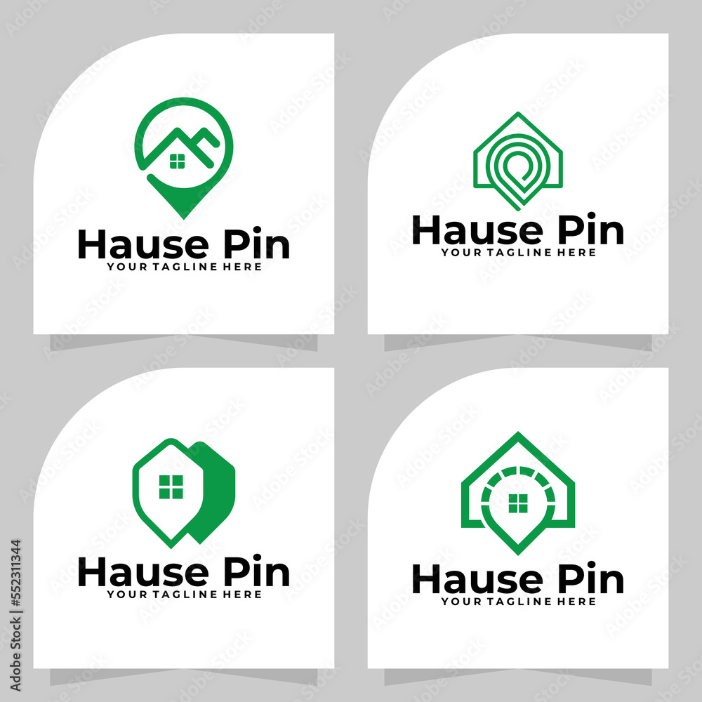 set of house pin logo vector design template