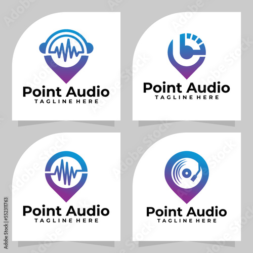 set of point audio logo vector design template