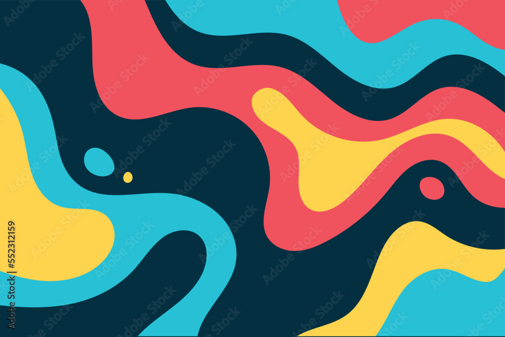 Groovy retro psychedelic with colorful waves. Vector illustration in background texture style retro 60s 70s 90s