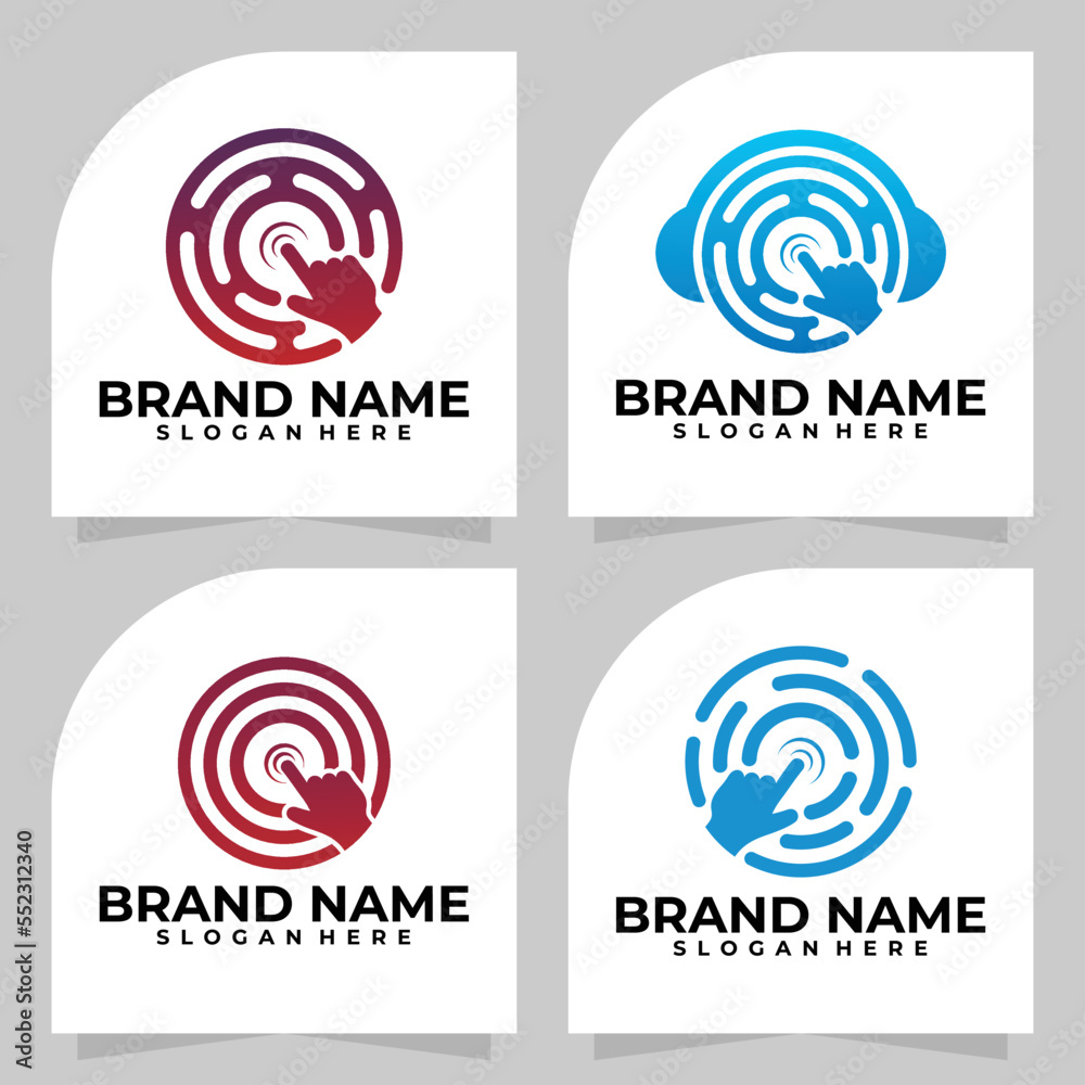 set of earth tech logo vector design template set of earth tech logo vector design template