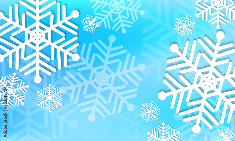 Falling snowflakes on blue background,snow night,Christmas background design. vector illustration.
