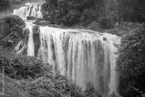 The majesty of the Marmore waterfall. Dream Umbria. Black and white