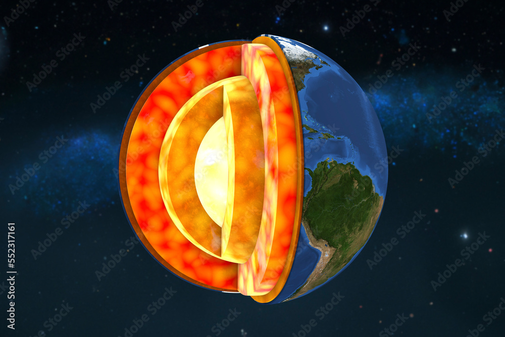 Internal Structure Of The Earth Cutaway 3D Illustration From The Internal Structure Of The Earth Cutaway 3D Illustration From The