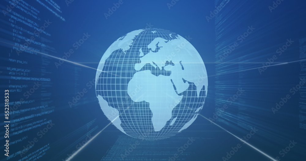 The image shows data processing on a blue background The image shows data processing on a blue background