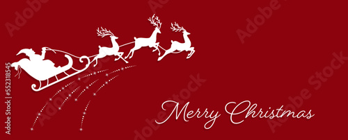 Cute Christmas reindeer on a red background. Christmas background, banner, or card.