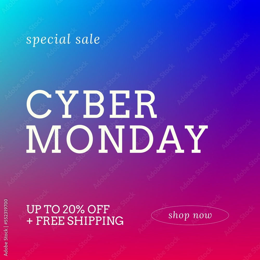 Image of cyber monday text on blue and pink background Image of cyber monday text on blue and pink background