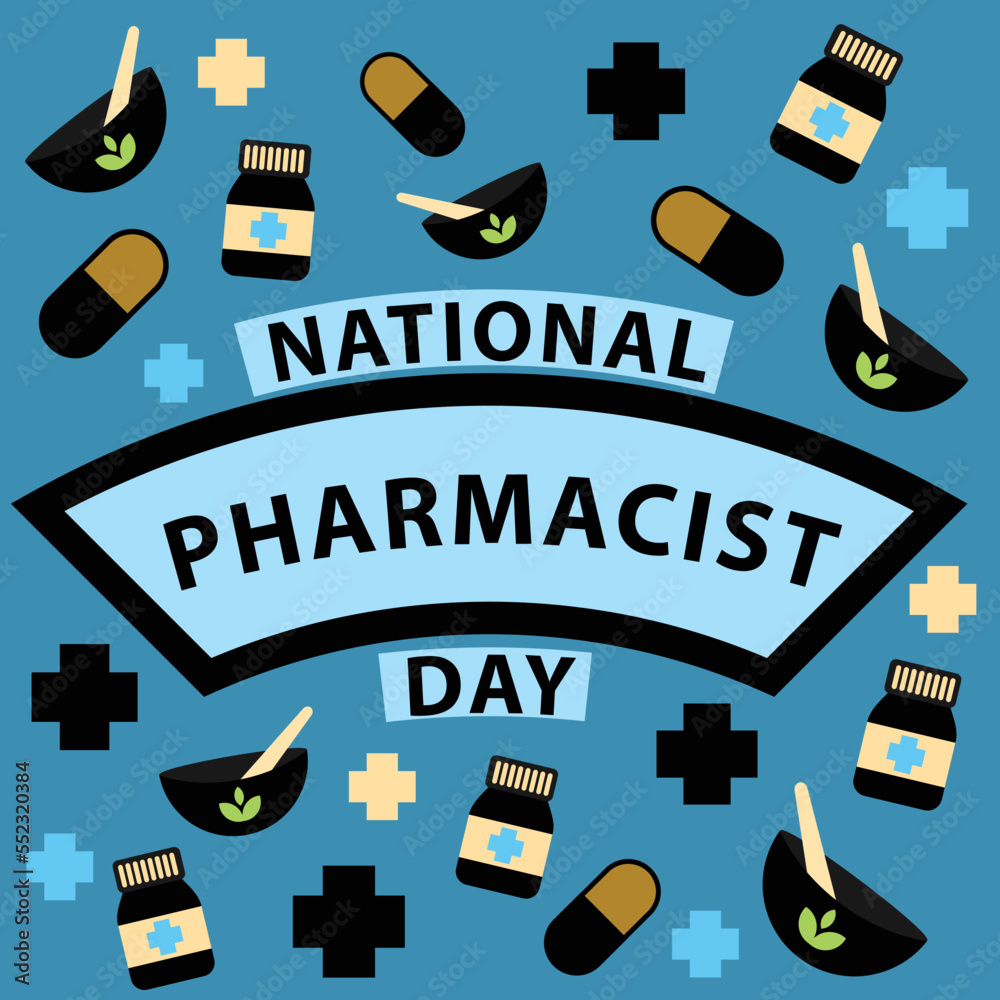 Vector banner design celebrating national pharmacist day on the 11th of January. Banner consists