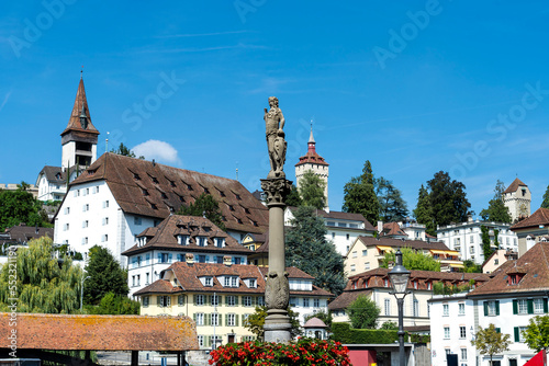 Zeughausbrunnen und Museggtürme in Luzern