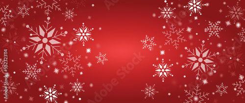 Elegant winter snowflake background vector illustration. Luxury decorative snowflake and sparkle on gradient red background. Design suitable for invitation card, greeting, wallpaper, poster, banner.