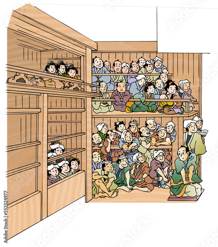 舞伎,小屋,羅漢台の客-色B