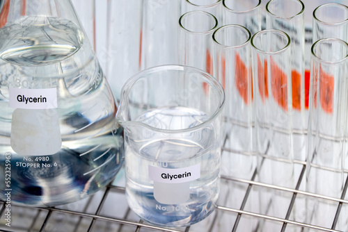 glycerin in glass, chemical in the laboratory photo