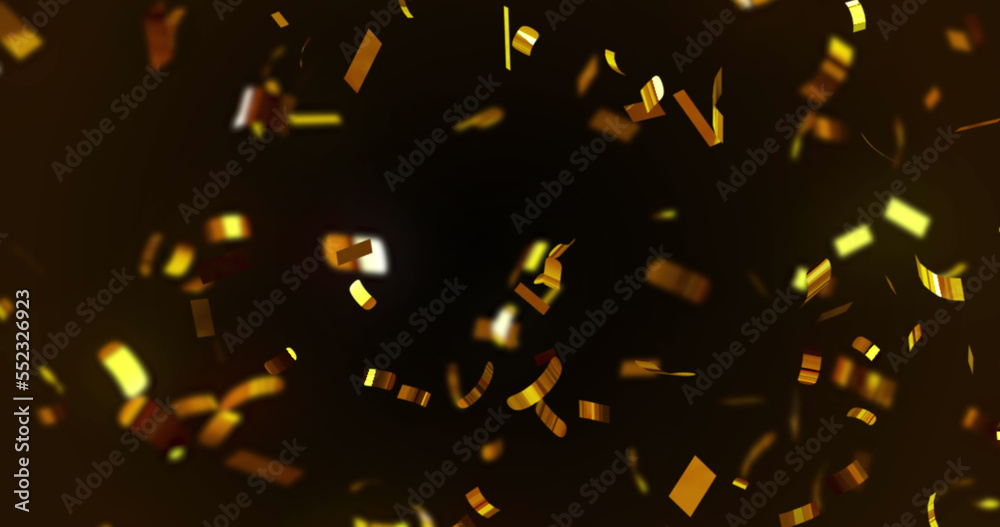 Image of confetti falling over black background Image of confetti falling over black background