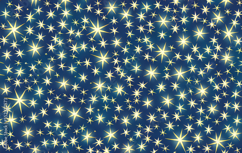 Cartoon yellow white stars pattern on turquise background - digital illustration