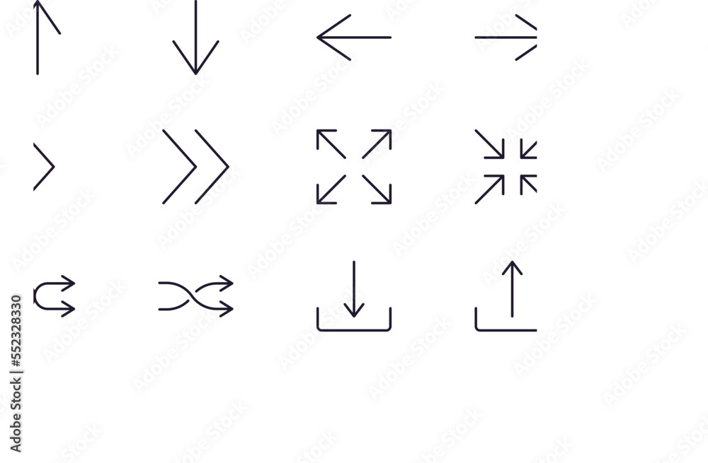 Arrow line icon on white background Arrow line icon on white background