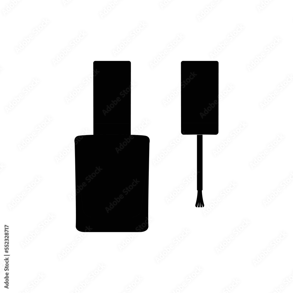 Nail Polish Silhouette. Black and White Icon Design Elements on Isolated White Background Nail Polish Silhouette. Black and White Icon Design Elements on Isolated White Background