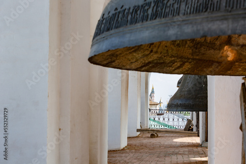 huge bell on the background of the Uspenskiy Cathedral of the Rostov Kremlin