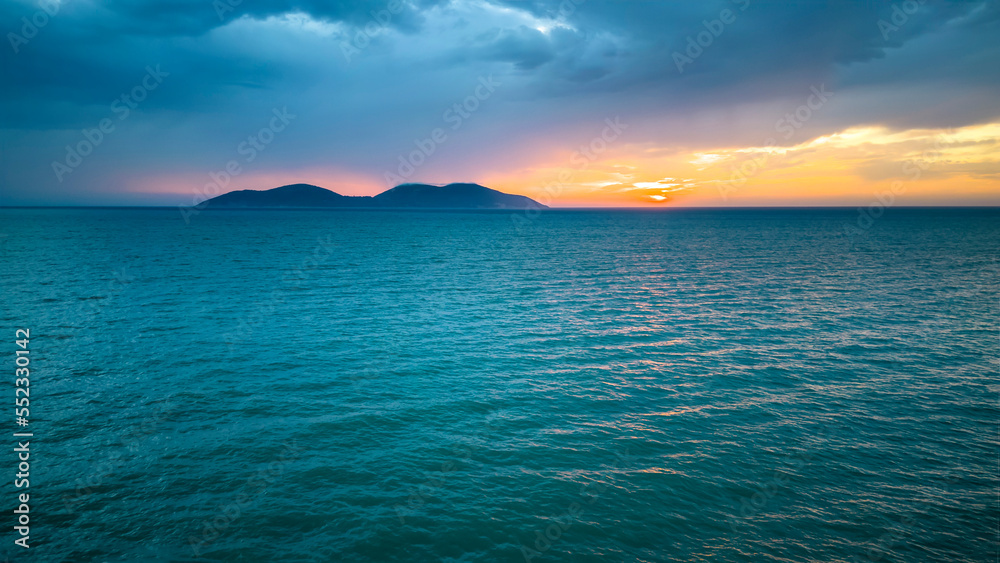 magical light during sunnset over Sazan island, Albania