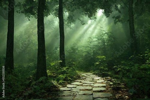 forêt verte avec un chemin photo