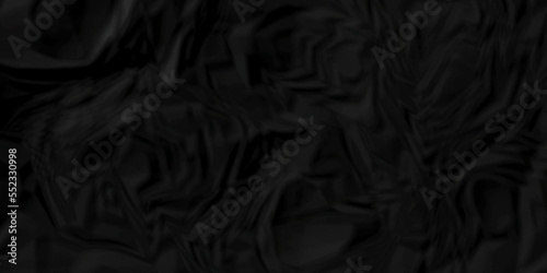 Dark Black facbric paper backdrop crumpled texture. dark black textured crumpled black paper background. panorama black paper texture background, crumpled pattern.