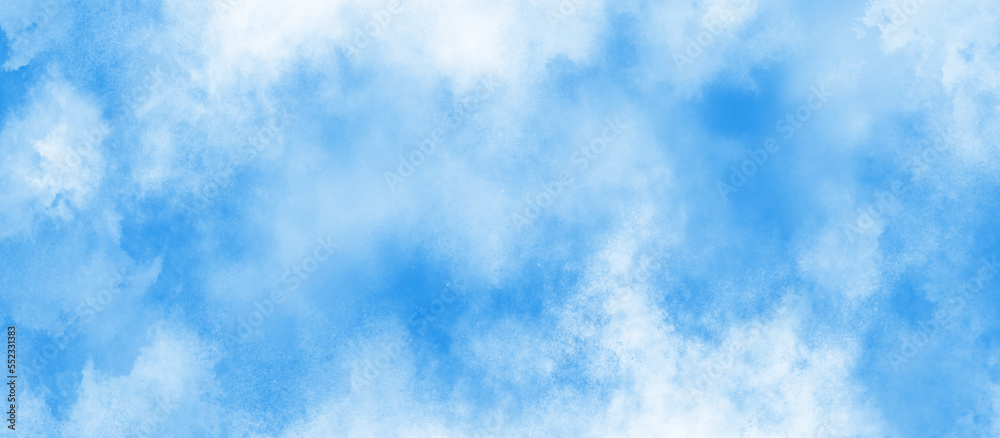 Bright beautiful winter seasonal puffy and cloudy natural blue sky background with various natural tiny clouds.