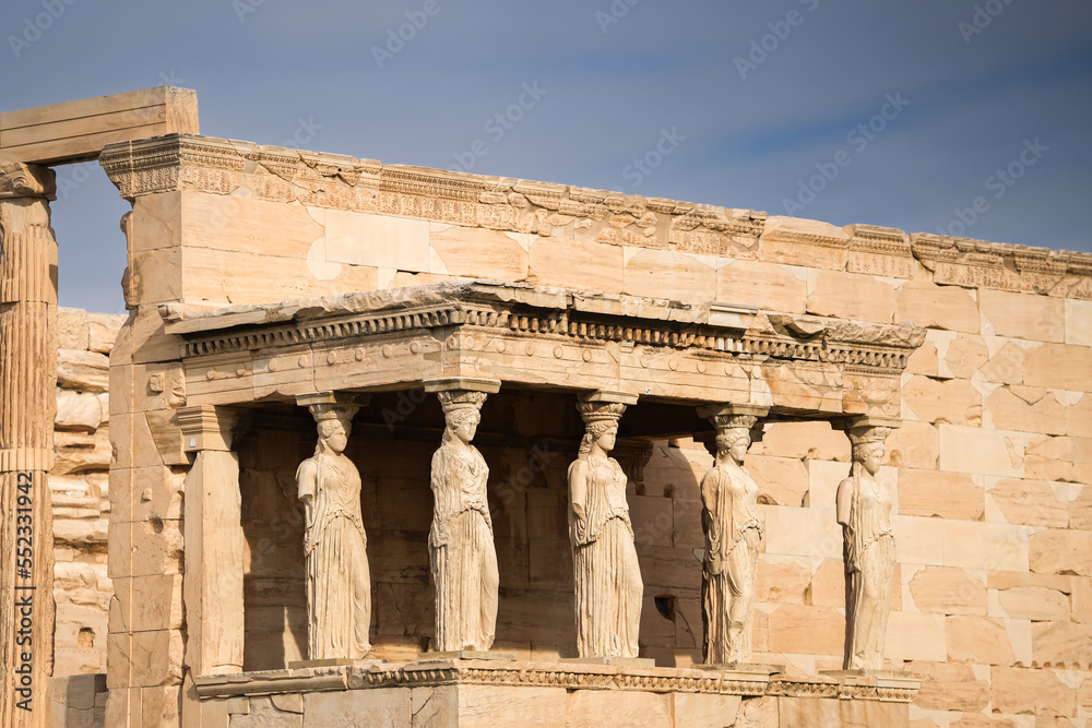 Acropolis Hill. Wide angle view of this iconic landmark from Athens, Greece, the Acropole old fortress during a sunny day.