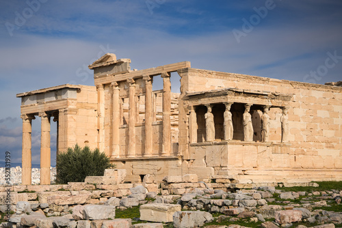 Acropolis Hill. Wide angle view of this iconic landmark from Athens, Greece, the Acropole old fortress during a sunny day.