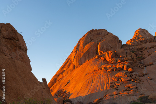Sunset over the bare eroded rocks of Spitzkoppe, Namibia