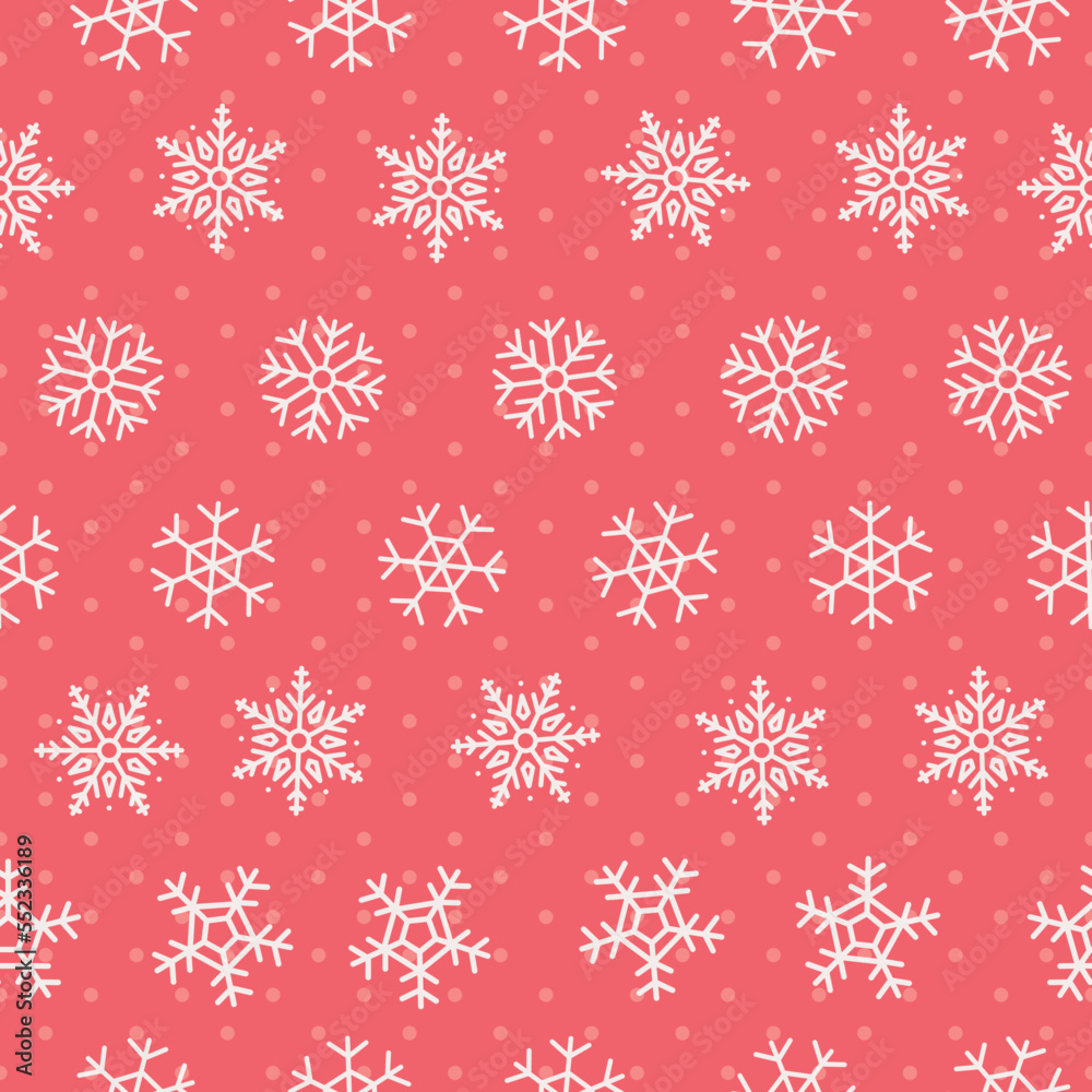 Red textured Christmas snowflakes vector repeat pattern background design Red textured Christmas snowflakes vector repeat pattern background design
