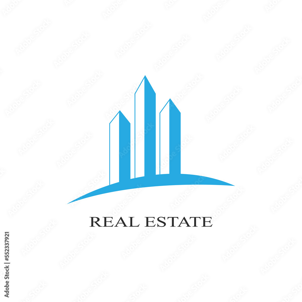 Real estate apartment logo design with building structure Free Vector
