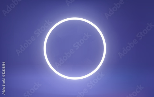 Very peri color room with bright neon circle framwe. 3d vector premium showcase for display products