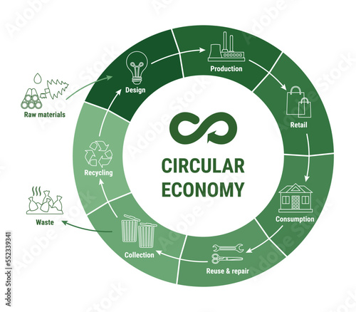 Photo Circular economy line infographic on green diagram
