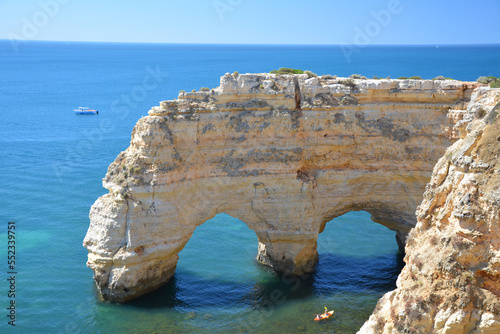 Praia da Marinha Arco Natural double arch cliffs in Algarve  Portugal