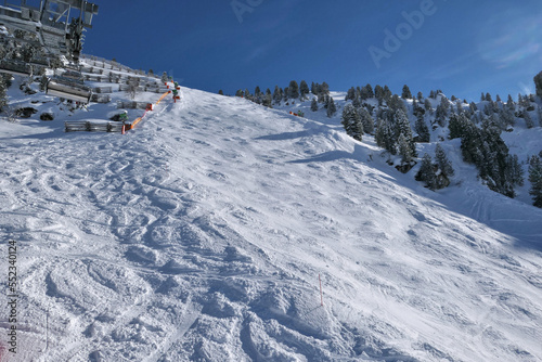 Obraz na płótnie Harakiri ski slope in Zillertal Valley in Tyrol mountains, austrian Alps