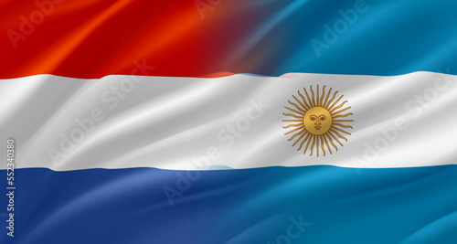 Netherlands versus Argentina game score table template. 3d vector illustration 