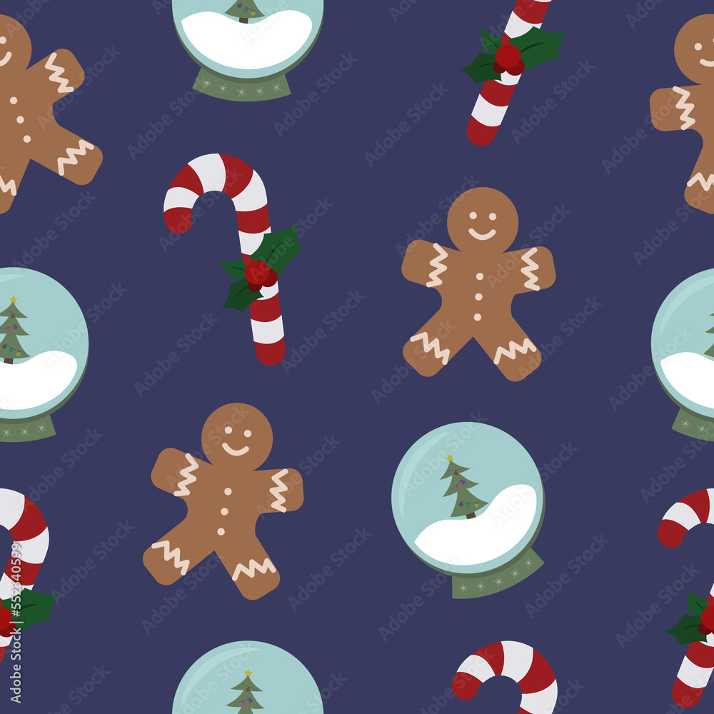 Cute seamless Christmas pattern. Illustration for cards, posters, flyers, webs and other use.	