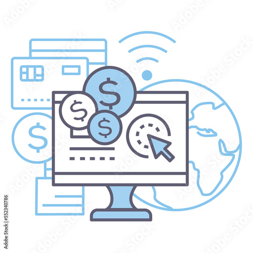 Pay per click line design icon