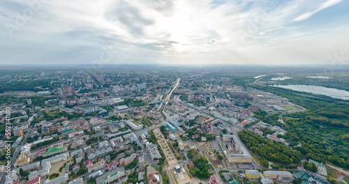 Ryazan, Russia. Panoramic view of the city from the air. Lybidsky boulevard, Pervomaisky avenue. Aerial view