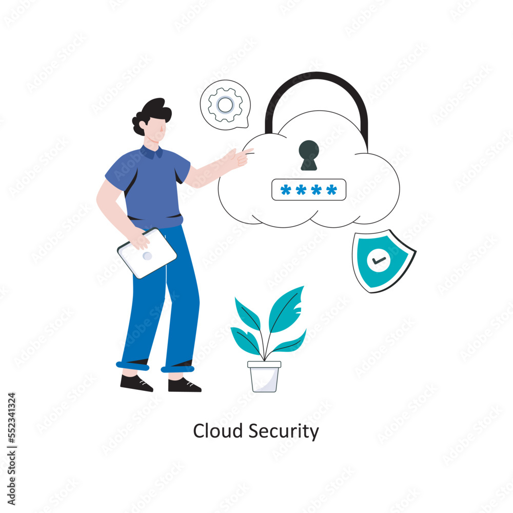 Cloud Security Flat Style Design Vector illustration. Stock illustration 