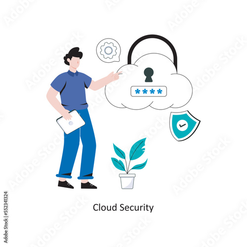 Fototapeta Naklejka Na Ścianę i Meble -  Cloud Security Flat Style Design Vector illustration. Stock illustration 