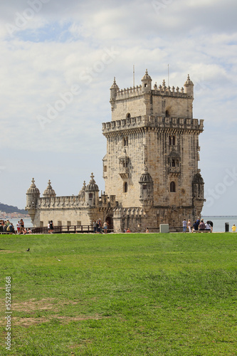 View of the Belem tower on the banks of the Tejo river. Lisbon, Portugal