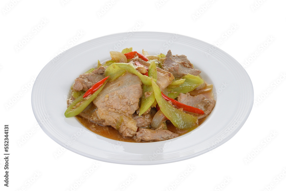 Spicy fried pork with chilli on transparent png