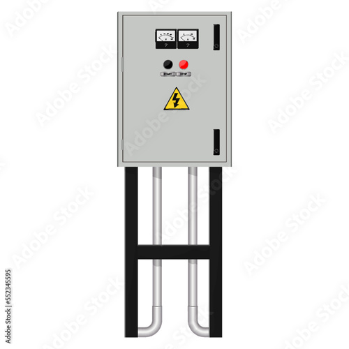 Electrical box, industrial electrical control panel. vector image