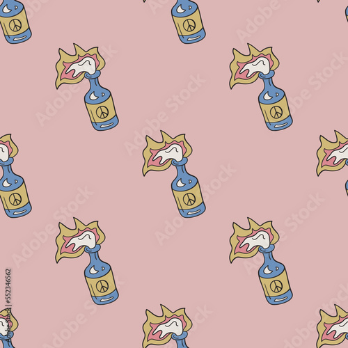 Molotov cocktail vector seamless pattern. Cute repeat background for textile, design, fabric, cover etc.