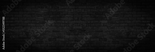 Black brick wall texture backgrouds, interior, backdrop, dark room, panorama.