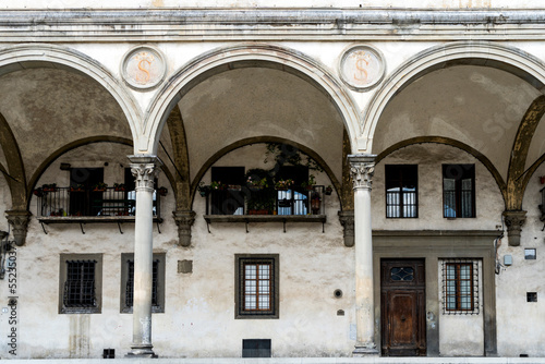 The Loggia dei Servi di Maria designed by architects Antonio da Sangallo and Baccio d'Agnolo in 16-17th century, Florence, Tuscany, Italy