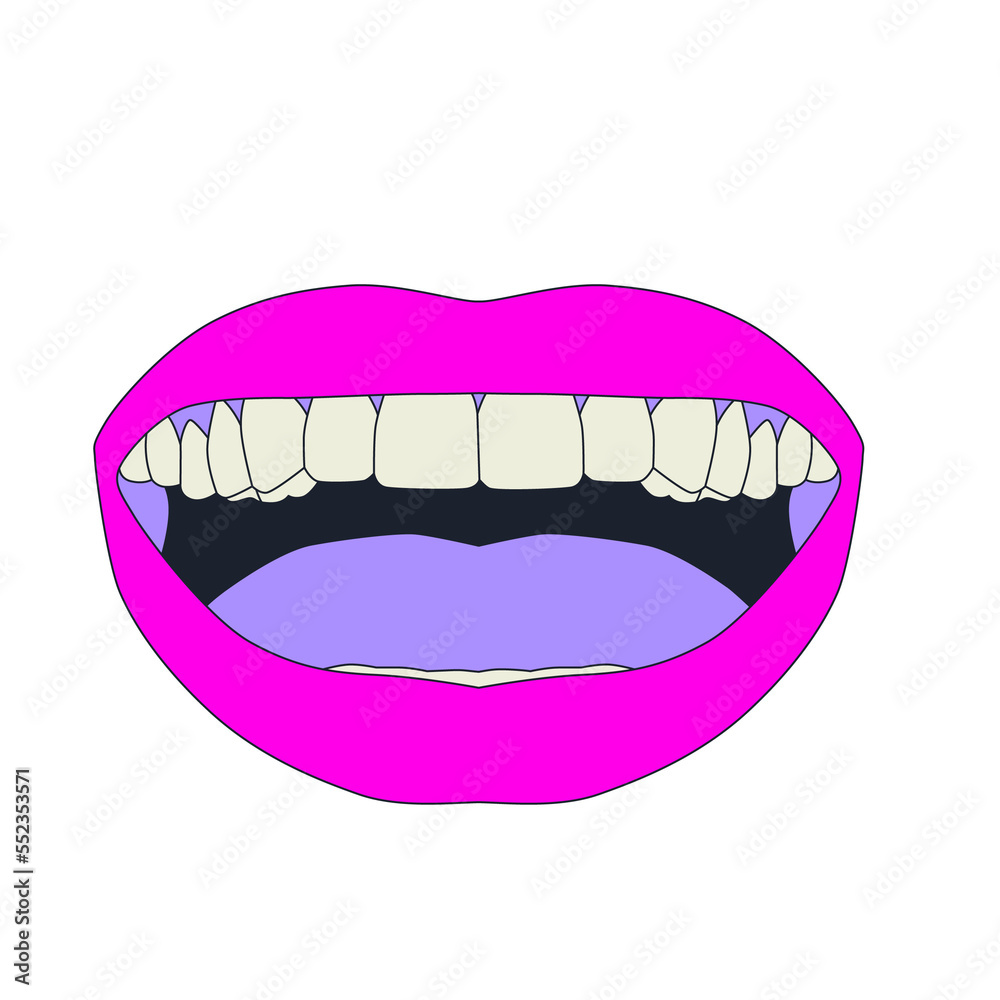 Fashion illustration art. Stylish retro object lips Fashion illustration art. Stylish retro object lips