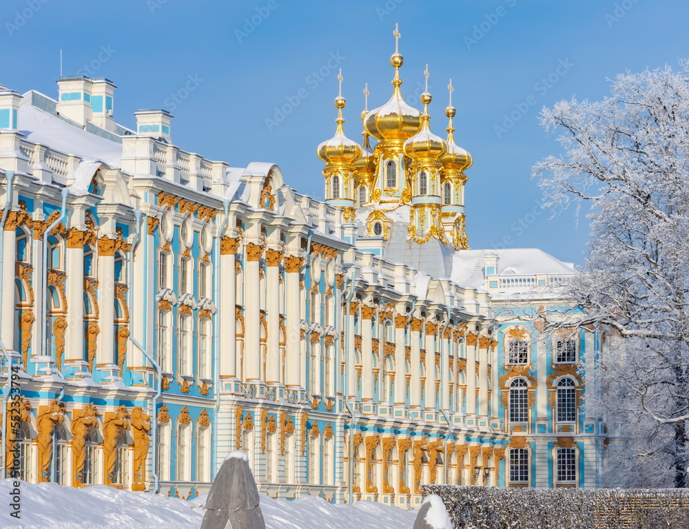 Obraz premium Resurrection church of Catherine palace in winter, Pushkin, Saint Petersburg, Russia