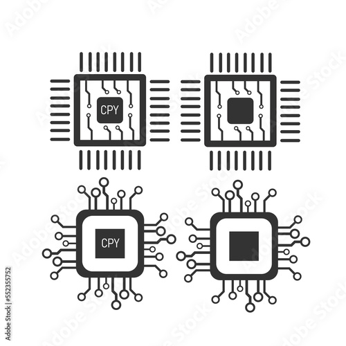 Processor chip icon. Cpu microchip tech set background vector ilustration.
