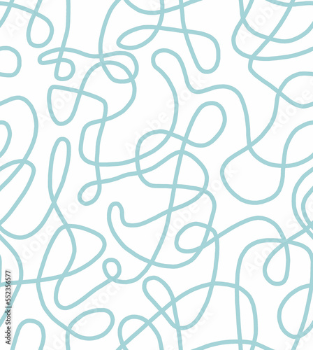 Abstract doodle drawing with blue lines on a white background.Seamless pattern.
